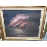 IRMA MARX. SOUTH AFRICAN 20TH CENTURY Thunderstorm over the Limpopo River. Signed. Oil on board