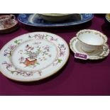 A Royal Worcester chinoiserie decorated plate and a Royal Worcester foliate gilded cup and saucer