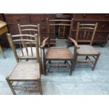 Four 19th century Clisset chairs to include a carver