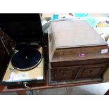 A Pathe No 14 gramophone and a Decca 10 picnic gramophone