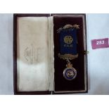 Freemasonry. A silver and enamel medal. King George Lodge. Cased