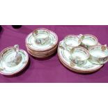 A Cauldon part service comprising six cups, four saucers, nine side plates and three sandwich