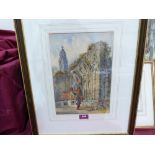 ENGLISH SCHOOL. 19TH CENTURY Abbey Ruins with cottage and figure. Signed initials S.P. Watercolour