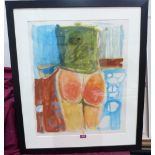 HENRY CLIFFE. BRITISH 1919-1983 Nude rear study. Signed initials and numbered 678. Watercolour 26' x