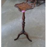 A Victorian mahogany and foliate marquetry torchere. 34' high