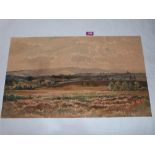EDWIN HARRIS. BRITISH 20TH CENTURY An extensive landscape. Watercolour 16' x 26½'. Unframed.