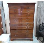 A George III mahogany secretaire chest on chest on bracket feet. 42' wide