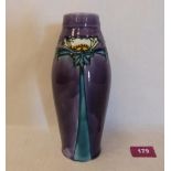 A Minton Secessionist vase, number 18, tube-line decorated with stylised foliate motifs on a