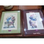 Two watercolours of jazz musicians signed Meiersdorff