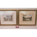 Six small framed watercolour drawings by the late Ludlow artist John Gough. Ludlow views