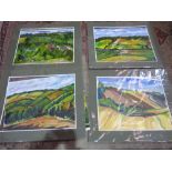 MAGGIE LA PORTE BANKS Four mounted landscapes. Signed. Oils on paper