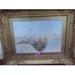 HERBERT MENZIES MARSHALL. BRITISH 1841-1913 Harbour scene. Signed and dated 1906. Watercolour 8' x