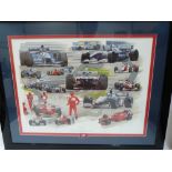 GRAHAM BOSWORTH. BRITISH 20TH CENTURY Silverstone. Signed and dated '99. Fine Art print 17' x 22'