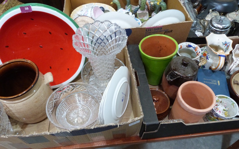 Three boxes of ceramics, glass and kitchenalia