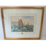 JOHN W. GOUGH BRITISH 20th CENTURY. Rough Seas off the Cornish Coast. Signed and inscribed verso.