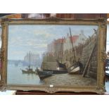 WILLIAM KNEEN. BRITISH 1862-1921 Whitby Harbour. Signed monogram and dated 1887. Oil on canvas 32' x