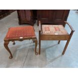 A piano stool and a cabriole leg stool