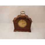 A walnut mantle clock, the French brass drum movement with platform escapement. 8' high