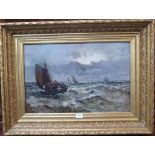 CHARLES NAPIER HEMY; R.A. BRITISH 1841-1917 Shipping on a choppy sea. Signed. Oil on canvas 16' x