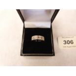 A 9ct white gold foliate engraved ring. Size O½. 2.8g gross