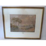 ENGLISH SCHOOL. 19TH/20TH CENTURY Drover with sheep in a landscape. Indistinctly signed. Watercolour