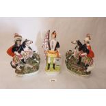 A pair of 19th century Staffordshire figures, William III, 9½ high and one other (A.F)
