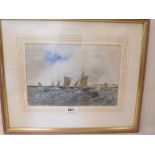 JOHN W. GOUGH BRITISH 20th CENTURY. Boats on a Rough Sea. Signed and inscribed verso. Watercolour 7'