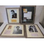 Robert Donat; Spike Milligan; Rex Harrison and Victor Mature. Four autographed images. Framed