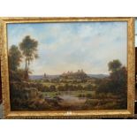 JOHN W. GOUGH. BRITISH 20th CENTURY. A Ludlow landscape. Signed. Oil on canvas 30' X 40'.