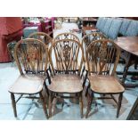 A set of six ash and elm wheelback chairs