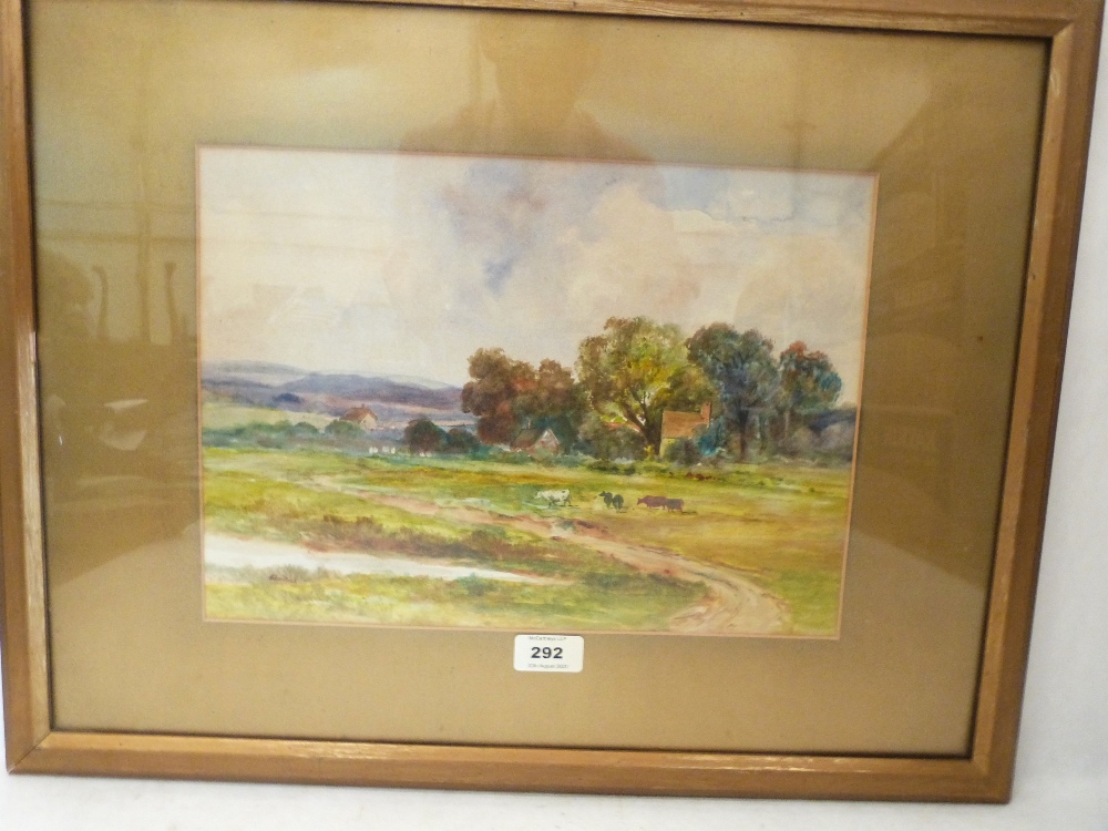 EDWIN ENOCK. BRITISH 20TH CENTURY Pastoral landscapes. A pair. Signed. Watercolour 10' x 14'