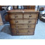 A Victorian mahogany chest of two short over three long drawers. 44½'wide