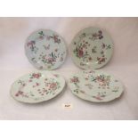 Four early 19th century Chinese famille-rose porcelain plates 9' diam