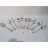 Ten silver spoons. Various dates. 13ozs 10dwts