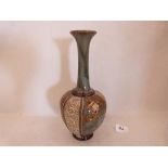 A Royal Doulton stoneware vase, shape 8833. Signed initials (Florrie Jones?) 10' high