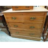 An Edward VII satinwood chest of three channel moulded long drawers. 36' wide