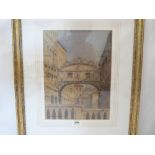 JOHN W. GOUGH. BRITISH 20th CENTURY. The Ponte dei Sospiri, Venice. Signed. Watercolour 12' X 9'.