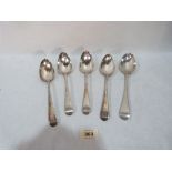 Five silver serving spoons. Various dates. 11ozs 6dwts