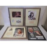 Sir John Mills; Dame Helen Mirran; Laurence Olivier and Dad's Army. Four autographed images. Framed