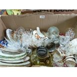 Two boxes of miscellaneous ceramics and glassware