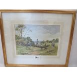 JOHN W. GOUGH. BRITISH 20th CENTURY. Country games. Signed again and inscribed verso. Watercolour