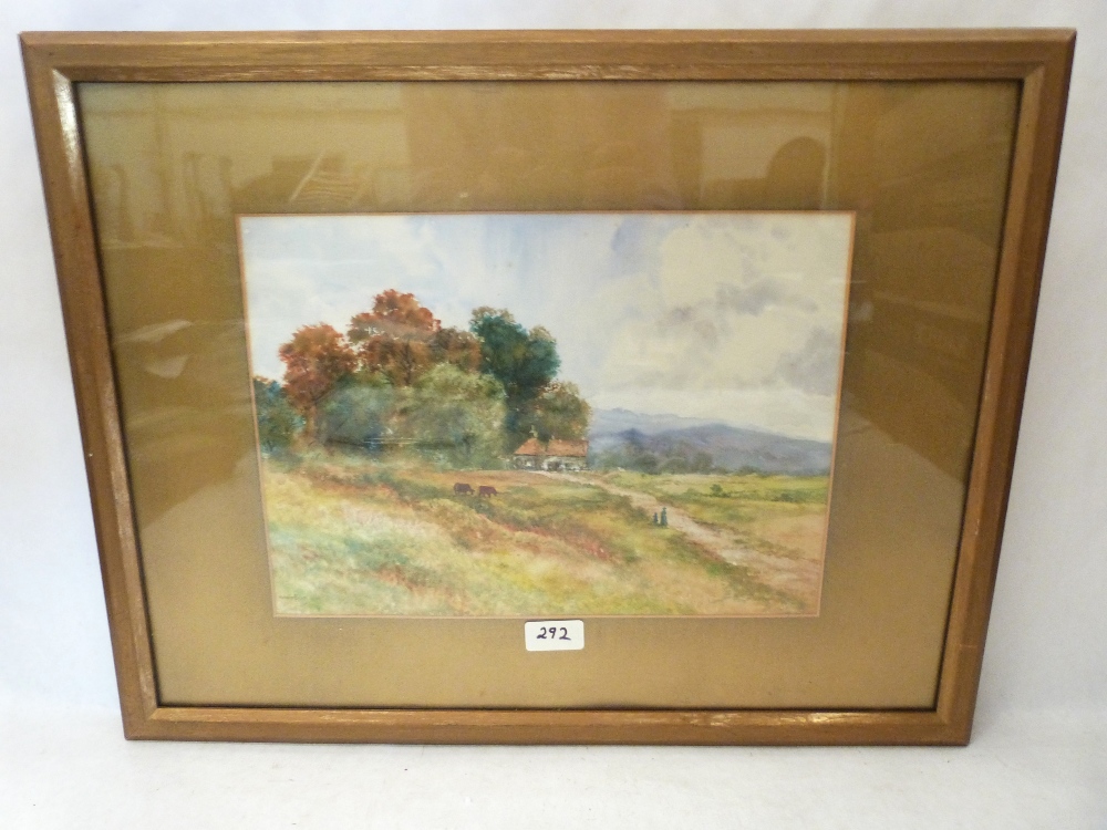 EDWIN ENOCK. BRITISH 20TH CENTURY Pastoral landscapes. A pair. Signed. Watercolour 10' x 14' - Image 2 of 2