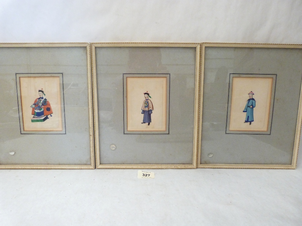 Six small Chinese rice paper gouache paintings. c.1900