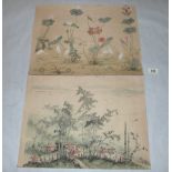 Two unframed Chinese watercolour drawings. 12½' x 16½'