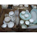 Three boxes of teaware, dinnerware and glass