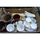 Three boxes of dinnerware, other ceramics and glass