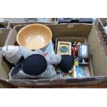 A collection of vintage toys to include lead farm animals, a Merrythough donkey pyjama case, games