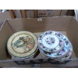 Seventeen Meir + Son 'Metz' plates together with seven Royal Doulton character plates