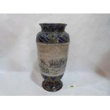 A Hannah Barlow for Doulton Lambeth vase, with continuous incised decoration of goats grazing in a