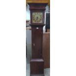 An 18th century oak longcase clock, 30 hour movement, the 10' brass dial with single hand and signed